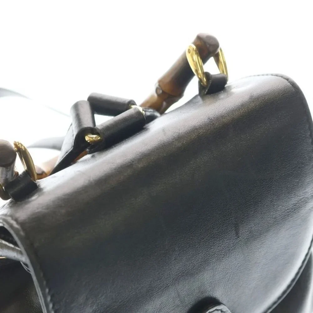 Gucci Bamboo Leather Backpack Black - Picture 5 of 6